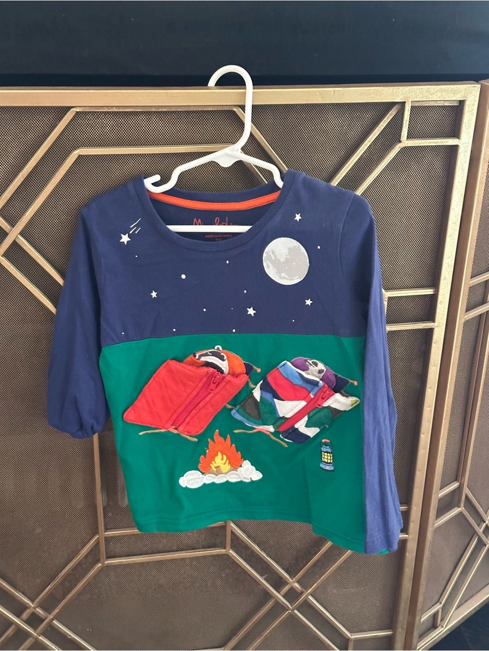 Mini Boden boys long sleeve camping shirt. 4-5 yo